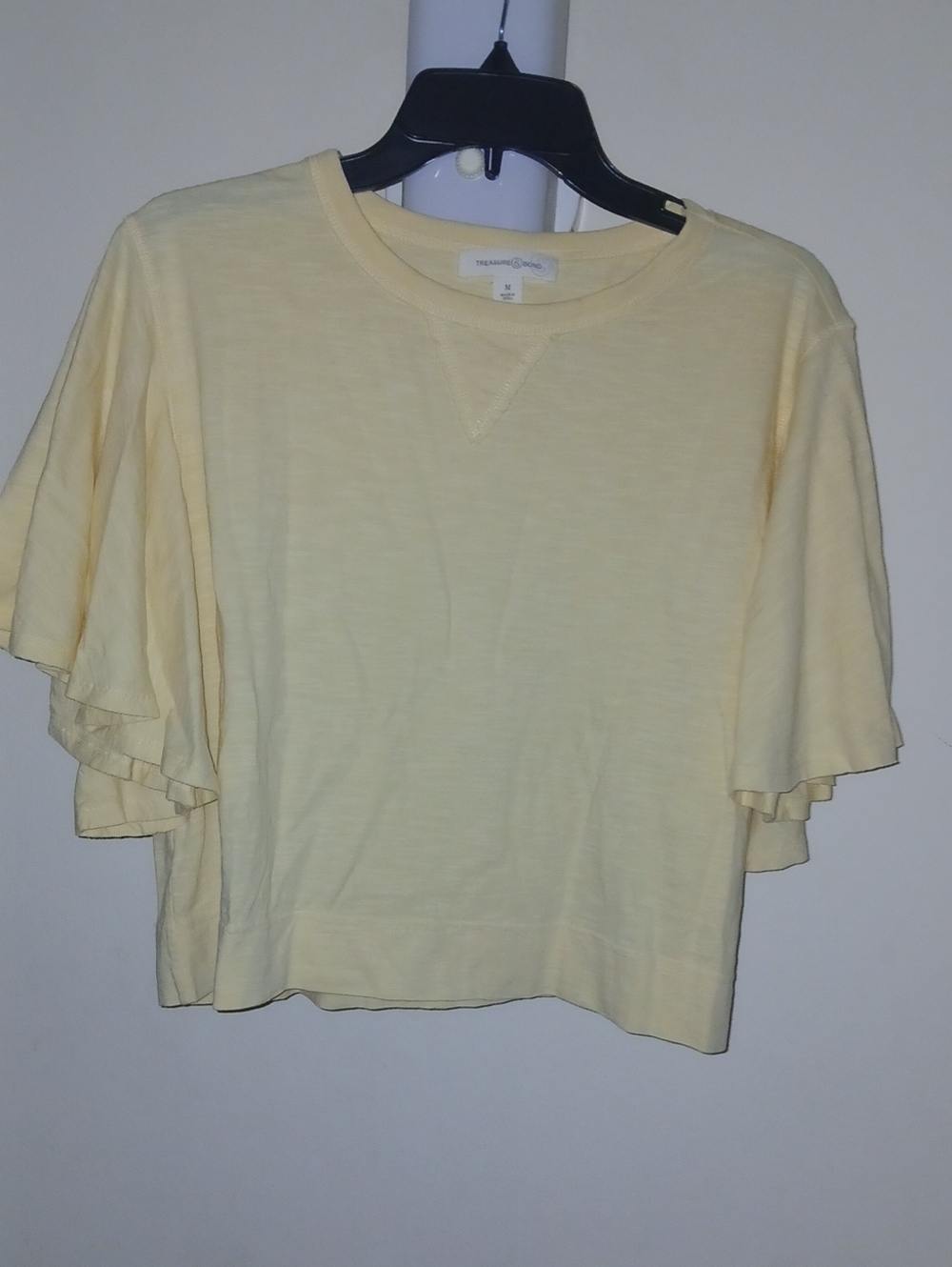 Treasure & Bond Pale Yellow Ruffle Sleeve Tee